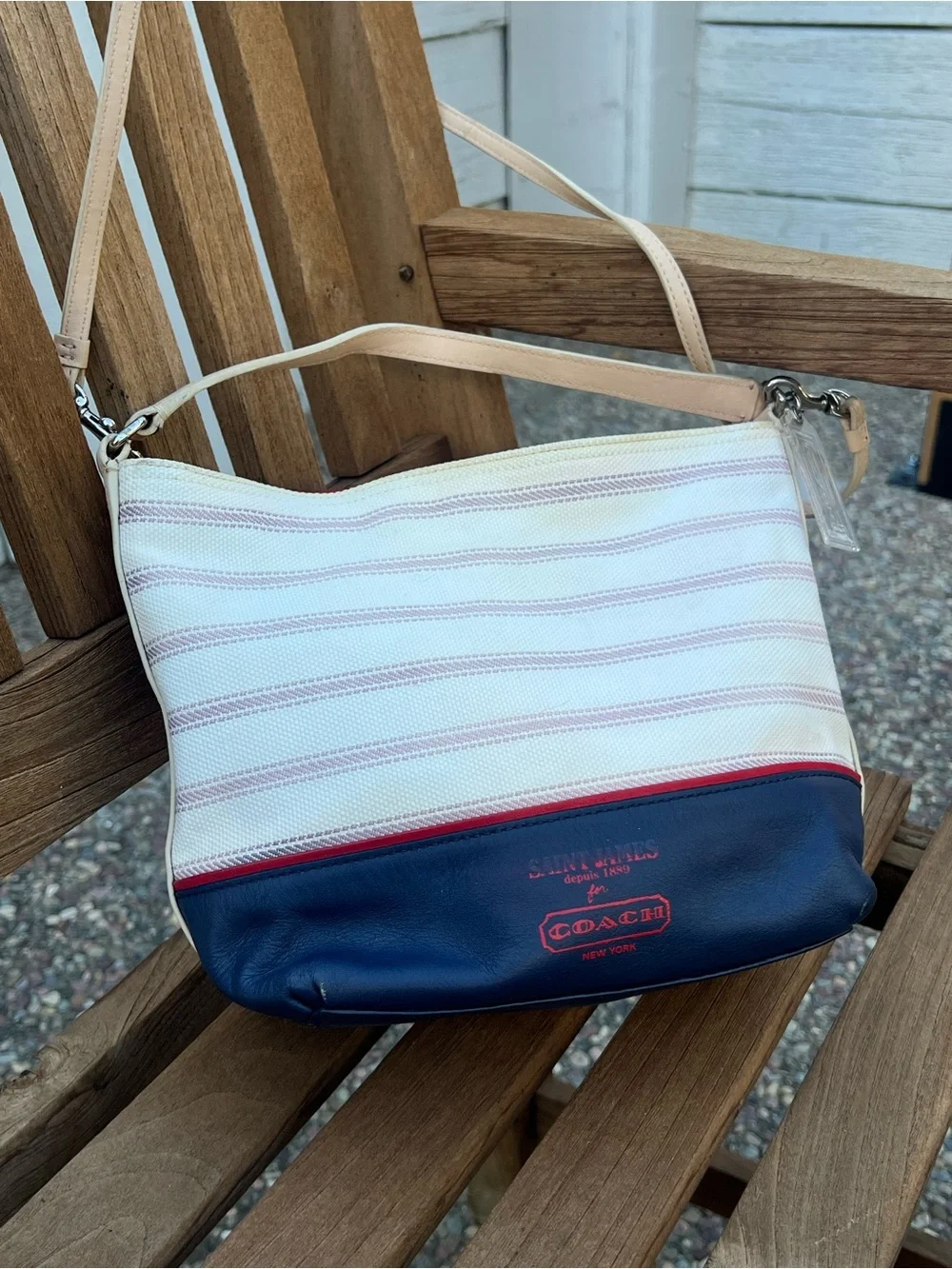 Coach x Saint James Legacy striped mini bucket bag
